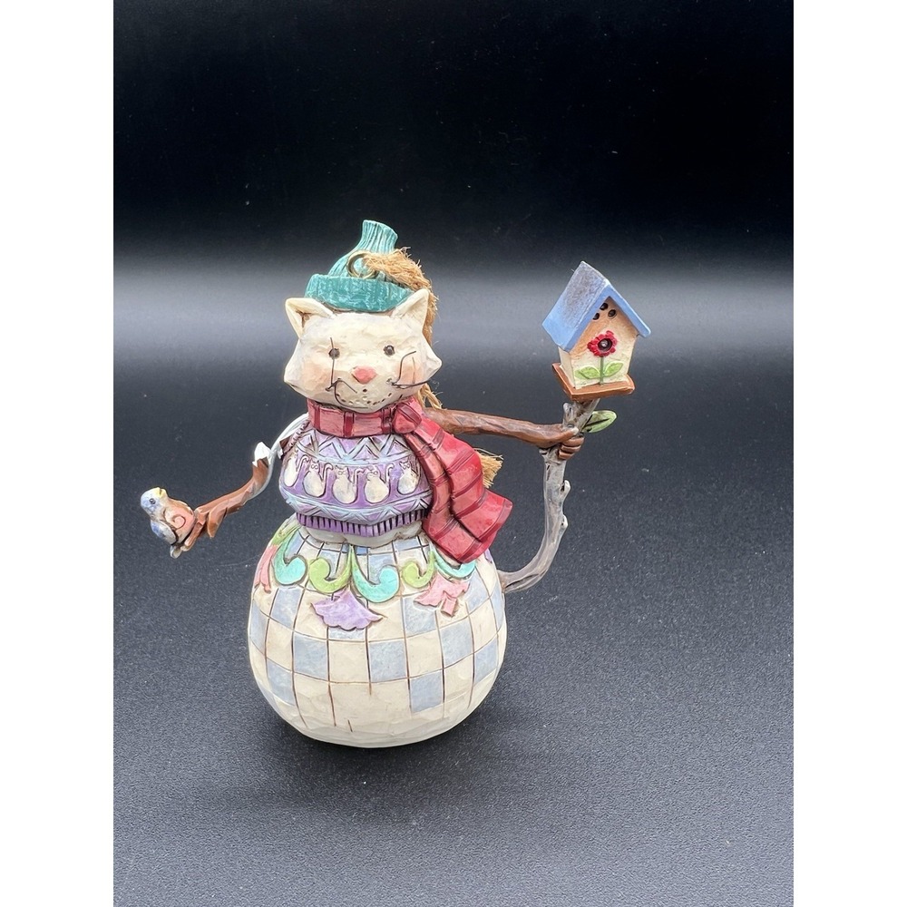 🎄 Jim Shore Heartwood Creek Cat Holiday Christmas Snowman Ornament 4" – BROKEN!
